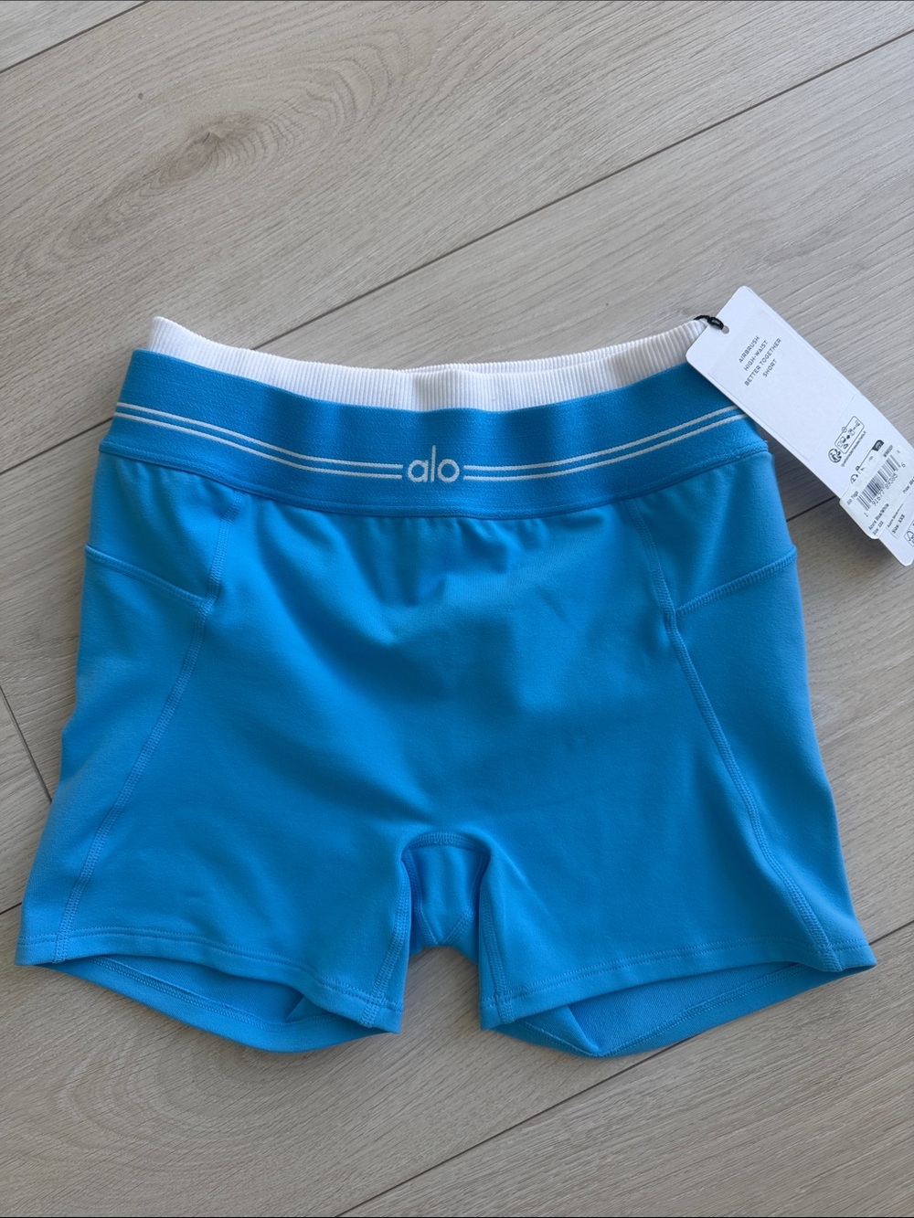 NWT ALO Yoga Azure Blue Better Together Bike Shorts XXS